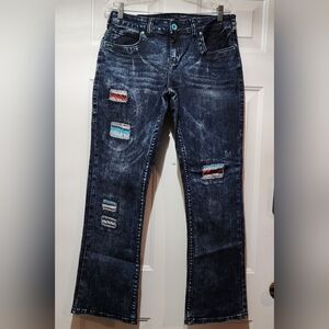 Cowgirl Tuff Women's Denim Blue Jeans 31x31 Boot Cut - "Serape Soul"